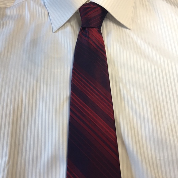 Bellissimo red with deep purple diagonal striped, 100% silk tie. NWT - Picture 2 of 10